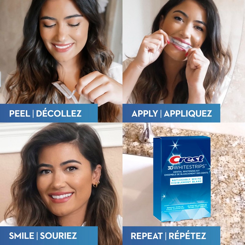 Crest 3D Whitestrips Noticeably White At-Home Teeth Whitening Kit, 10