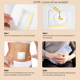 15Pcs Self-Adhesive Castor Oil Pack Wrap for Belly Button,Disposable Highly Absorbent Organic Cotton Castor Oil Pack,Castor Oil Wrap for Liver Detox,Promotes Digestion,Anti-Seepage(Oil Not Included)