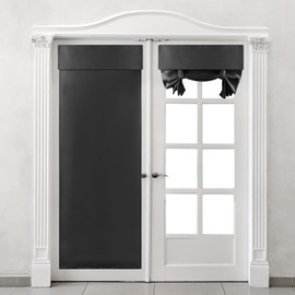 CTDMJ Door Curtain for Living Room, 1 Panel Blackout Curtains Bedroom Thermal Curtains French Door Curtains Windproof Curtain No Drilling Portable Tie Up Shades Window, 26x69-Inch,Black