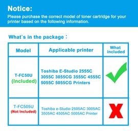 LCL Compatible Toner Cartridge Replacement for Toshiba T-FC50U T-FC50UK T-FC50U-K High Yield E-Studio 2555C 3055C 3055CG 3555C 4555C 5055C 5055CG（1-Pack Black）