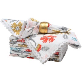 Bedding Craft - Servilletas de tela para cenar, juego de 12 unidades, 18 x 18 pulgadas, con estampado de encaje multicolor, duraderas y elegantes, perfectas para cenar, bodas y decoración de mesa