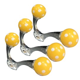 Perilla Home 3 Pack Coat Rack Wall Hook - Hooks for Hanging Heavy Duty Wall Hooks - Hooks for Bathroom Shower Kitchen Keys Door Outdoor Home Improvement Utility Hook (Yellow & White)