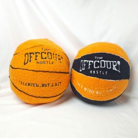 OUKEYI 9.8"/25cm Offcourt Basketball Plush Toy, Soft Basketball Plush Pillow Stuffed Basketball Plush Toy Sofa Ball Pillow Household Stuffed Ball for Fans Boys and Girls All of Age (Black Yellow)