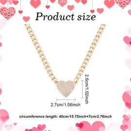 ANATTASOUL 2 Pieces Heart Necklaces For Women Crystal Rhinestone Heart Link Chain Silver Heart Choker Gold Heart Necklace Heart Pendant Punk Statement Necklace Jewellery Gift For Friends Mother, Alloy