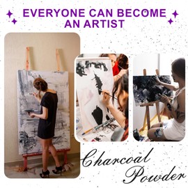 Eyaeyao Premium Charcoal Powder for Drawing and Art, Drawing Charcoal for Sketching, Shading, Blending with Beginners & Pro Artists - 4 Ounces