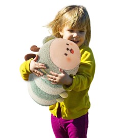 Cute Insect Stuffed Animal Toy Plush Pillow, Kawaii Plushies Cylindrical Body Pillow Stuffed Toy, Super Soft Cartoon Hugging Toy Gifts for Bedding, Kids & Girls Sleeping (Green,Large - 19 inch)