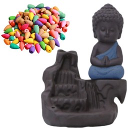 Presents Lord Buddha Backflow Smoke Fountain Backflow Incense Holder Burner Waterfall Smoke Fountain for Home Decor & Puja Without Backflow Cones/Dhoop