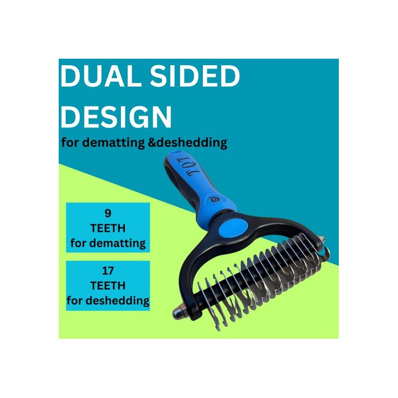 TQT Pet Grooming Brush - Double Sided Shedding and Dematting