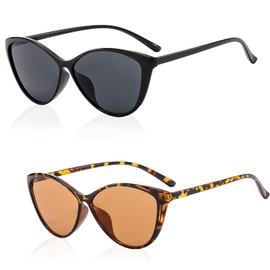 Xetpc 2 Pairs of Sunglasses Womens, Vintage Cat Eye Women Shades, Polarised Sunglasses for Women, Polarized UV380 Protection Sun Glasses Eyewear Lightweight PC Frame Ladies Sun Shades