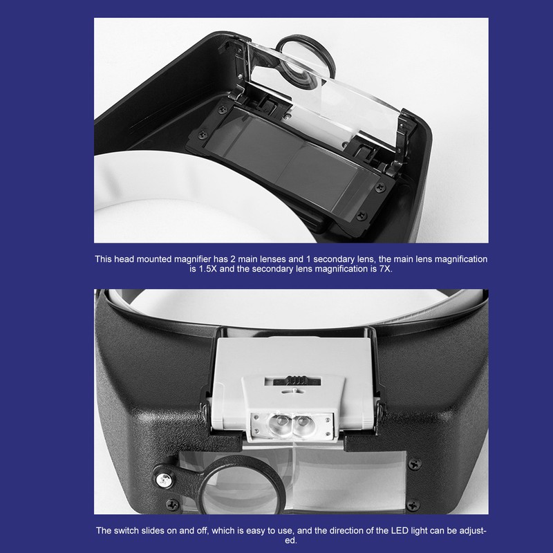 Headband Magnifier Glasses 1.5X 3X 8.5X 10X Magnification Head Mount