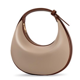 Crescent Bags for Women Vegan Leather Crossbody Hobo Purse Trendy Shoulder Underarm Handbag with Adjustable Strap(Khaki-Brown)