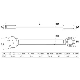 BGS BGS 6516 | Ratschenring-Maulschlssel | SW 16 mm