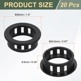 sourcing map 20Pcs Round Cable Snap Bushing Grommets, 1"(25mm) Black Snap in Cable Grommet Protector for Locking Tube Hose Wire Cord