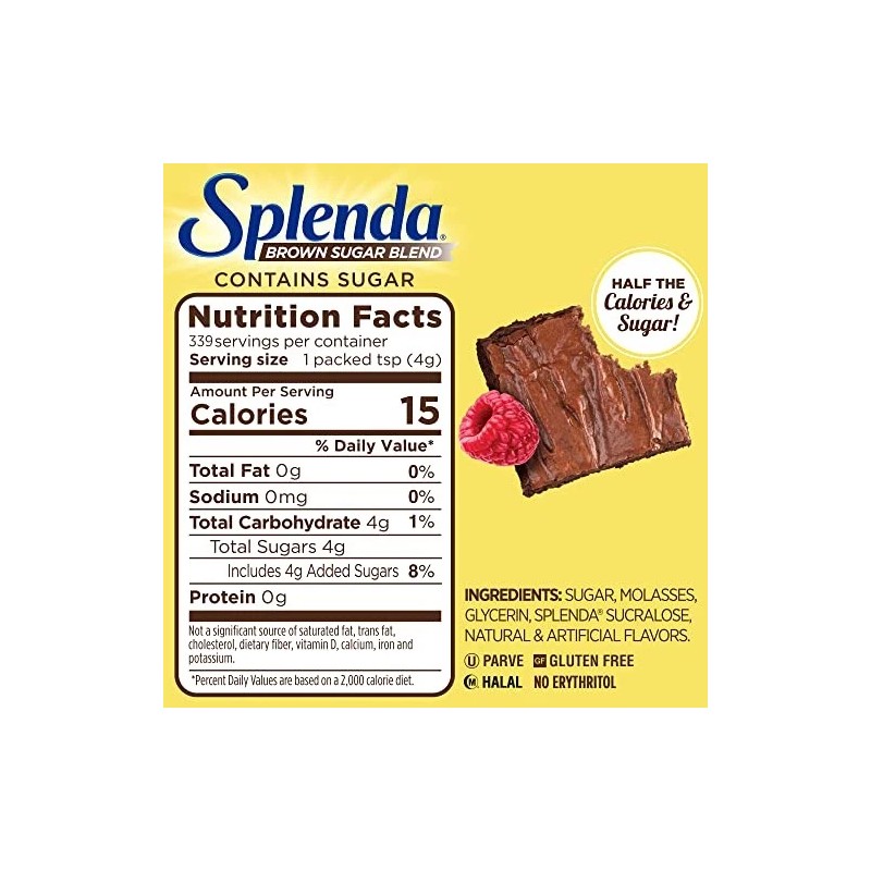 Splenda Brown Sugar Blend Low Calorie Sweetener For Baking, 3