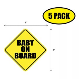Tampa Printing 5 PACK 4"x4" BABY ON BOARD Sticker Decal Humor Funny Gift VG0128