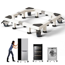 Chinchilla Heavy Duty All Stainless Steel Mobile Fridge Stand Base, Washing Machine Stand with Wheels, Adjustable Furniture Dolly for Washer, Refrigerator and Dryer