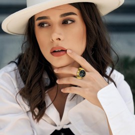 Oidea Mens Womens Finger Watch: Elegant Round Dial Elastic Analog Quartz Finger Watch Ring Stretchy Band Easy Read Adjustable Ring Watch Gifts for Valentine's Day Birthday Christmas, Gold