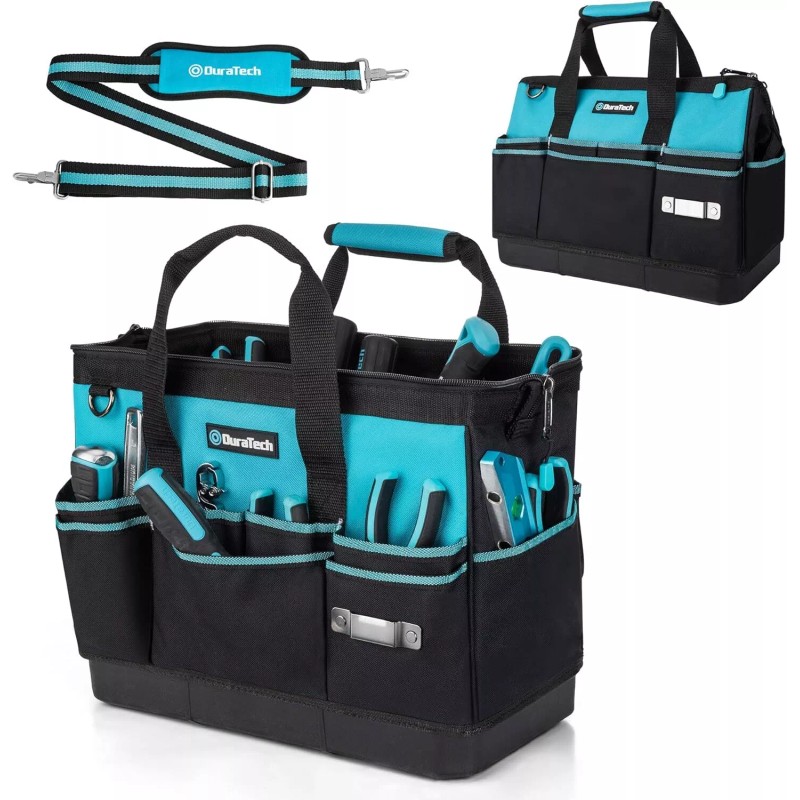 DURATECH 16-Inch Heavy Duty Tool Bag with Waterproof Hard Bottom