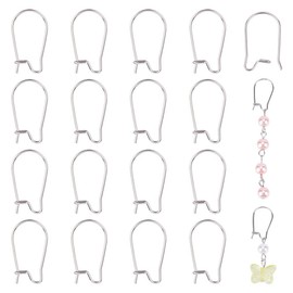 PandaHall 50 Pcs 304 Edelstahl Ohrringe Haken Ohrdrähte Komponenten ney Ohrdrähte 20x10mm für Drop Dangle Ohrringe