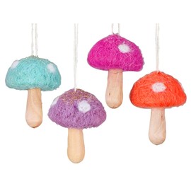 The Bridge Collection 2" Felt Mushroom Ornaments - Set of 4 Woodland Fungi Christmas Ornaments for Nature-Themed Christmas Tree