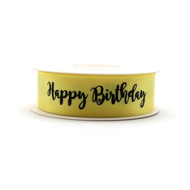 OMISS - Yellow Ribbon with Black Writing - Happy Birthday - Birthday Decoration (Yellow)