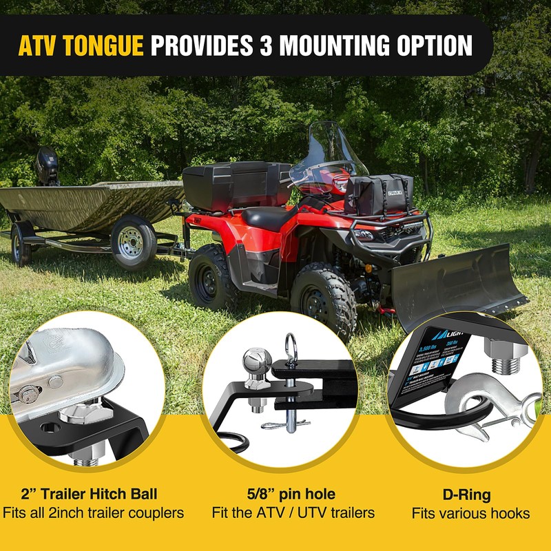 Nilight ATV/UTV Three-Way Hitch with 2 Inch Ball 3500lbs 3