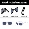 LJCZKA Fashion Rectangle Sunglasses Unisex Retro Square Frame Shades Sun
