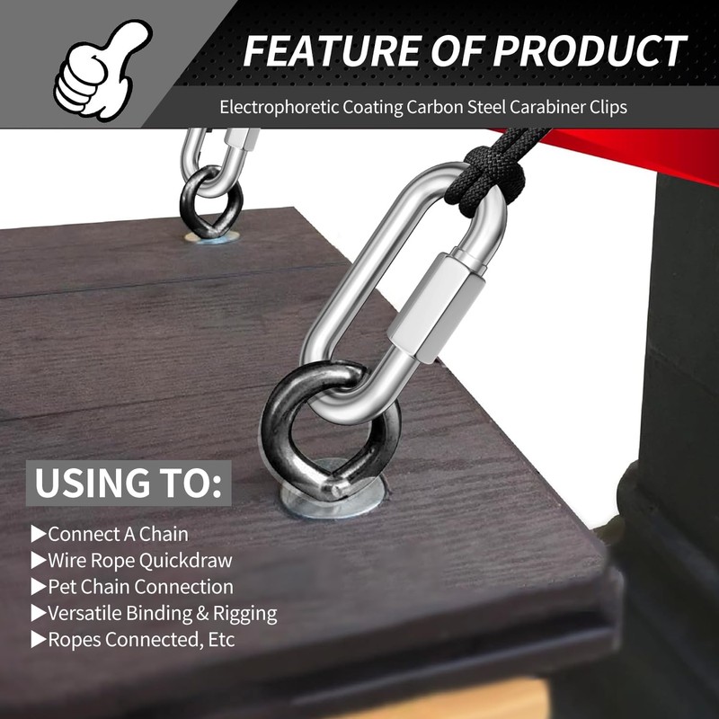 15 Pack Heavy-Duty Chain Hooks Quick Links - 304 Stainless