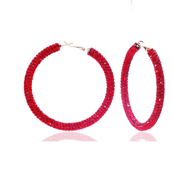 Sparkly Hoop Earrings for Women Exaggerated Rainbow Rhinestone Hoops Earrings