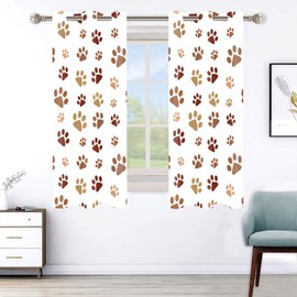 LshyMn Dog Paw Print Home Draperies Curtain,Cutly Puppy Pug Window Curtain for Pet Lover, 2 Panel Curtains 42" W x 63" L Sliding Glass Door Bedroom Living Room Hanging Supplies CLHXMN142