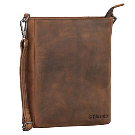 STILORD 'Dahlia' Leather Shoulder Bag Women's Medium Large Leather Crossbody Bag Modern Handbag for Women Elegant Shoulder Bag Leisure Bag for Hanging Genuine Leather, Oak - Brown, M