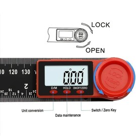 2 In 1 Digital Angle Finder Protractor Tools, 1 Count Measurement Scale Ruler Tool, Work Equipment for Carpentry, Summer Gift, Hand Measuring Gauges For Woodworking, Carpenter, Construction, Portable:_Dark Gray_200mm