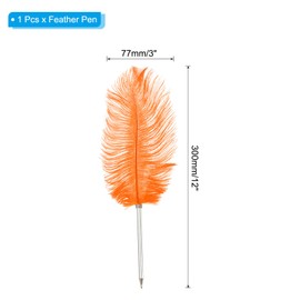 PATIKIL 30cm/12" Feather Ballpoint Pen, 1 Pcs Ink Vintage Quill Pen Refined Plated Dip Pen for Calligraphy Writing Signature Wedding Gift, Orange