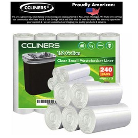 CCLINERS 1.2 Gallon Clear Small Trash Bags Bathroom Garbage Bags, 240 count
