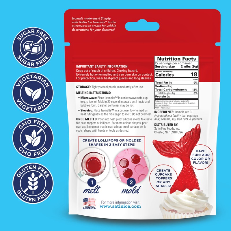 Satin Ice Isomelts, Red, 7 Ounce Pouch - Melt and