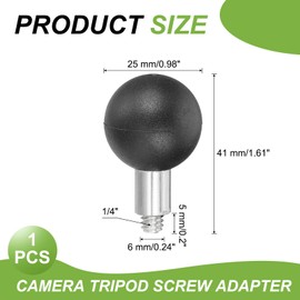 PATIKIL 1" Ball Mount Base Ball Adapter with 1/4" Threaded Bolt Stainless Steel for Action Camera Camcorder Compatible for Double Socket Arms Mount Motorcycles Electric Vehicle, Silver