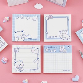 4 Pack Sticky Notes Cute Sticky Memo Pads 3x3inch Kawaii Fruit Sticky Note Pad Self-Stick Notepad Stickies 80 Sheet/Pad (Z-Bear)