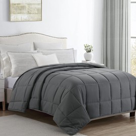 HOMBYS Oversized King Comforter 120x132 Lightweight Down Alternative Comforter for All Season,Grey Quilted Duvet Insert with 8 Corner Tabs Microfiber Comforter (Grey, Alaskan King 120"x132")