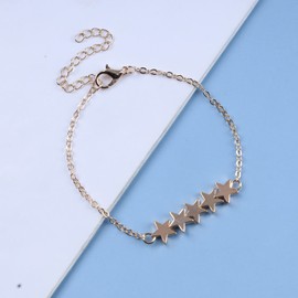 Inateannal Boho Star Bracelet Gold Star Chain Bracelet Vintage Star Bracelet Minimalist Bracelet Adjustable Bracelet Chain Jewelry for Women and Girls Gifts