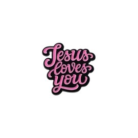 Generic Jesus Loves You Enamel Brooch Lapel Pin, for Jackets, Sweatshirts, Tank Tops, Hats, Backpacks and More