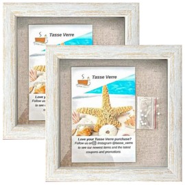 Tasse Verre Display Shadow Box Frame (2-Pack) - Ready to Hang Shadowbox Picture - Easy to Use - Box Display, Baby, Sports Uniforms, Military Medals, Pins, Wedding. (Rustic, 8x8)