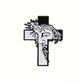 GBJUK Jesus Face On The Cross Enamel Pin Lapel Badge Brooch with Butterfly Clasp Back