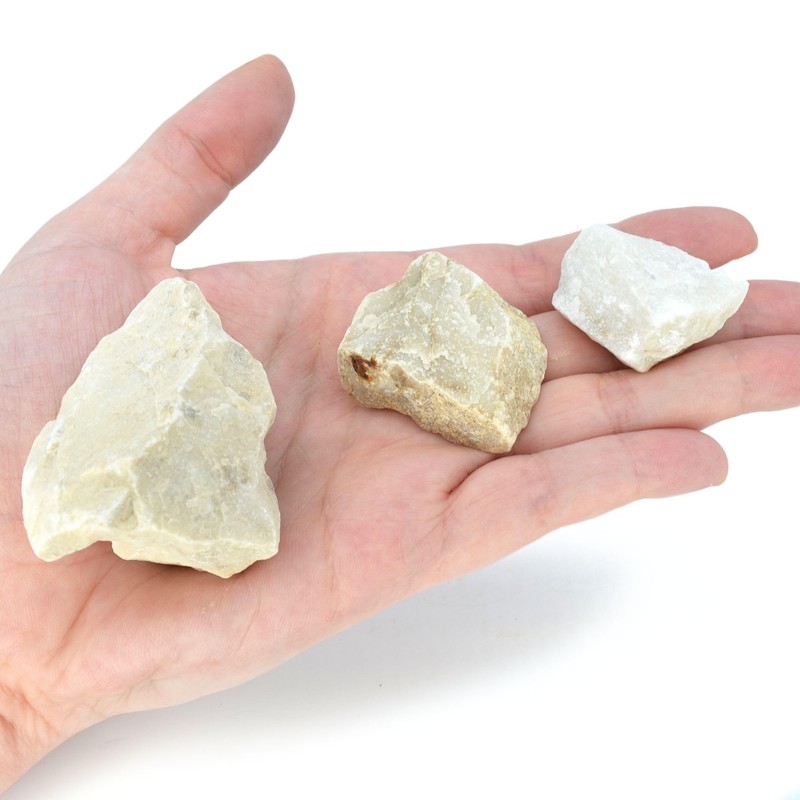 6PK Raw Fine White Marble, Metamorphic Rock Specimens - Approx.