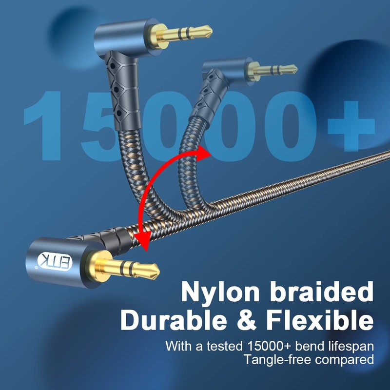 EMK Rectangular 3.5 mm AUX Cable, 3.5 mm TRS Additional