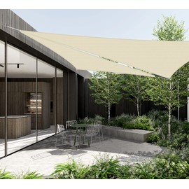 Windscreen4less 18'x18'x18' Waterproof Sun Shade Sail Triangle Shade Canopy Cover UV Block with Hardware Kit for Backyard Patio Deck Balcony Pergola Garden Outdoor (Beige)