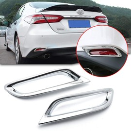 Xotic Tech Rear Reflector Fog Light Bumper Bezel Frame Cover Trim, Chrome, Compatible with Camry LE XLE 2018-2024
