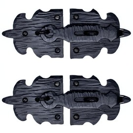 2 Pack 7 Inch Furniture Hasps for Gates - Black - Decorative Metal Furniture Hasps - Rustic Metal Furniture Hasps for Door, Drawer, Chests, Cupboard, Trunks and Furniture - The Sonora Series