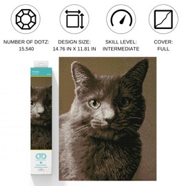 DIAMOND DOTZ Smokey Cat Diamond Painting Kits for Adults - Diamond Art Kits a Relaxing Creative Craft Kit with Dotz Gems 14.8"x11.8"