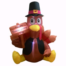 MorTime 6 FT Thanksgiving Inflatable Turkey, Blow up Lighted Turkey Decor with LED Lights for Fall Autumn Yard Party Shopping Mall Harvest Day Thanksgiving Decorations