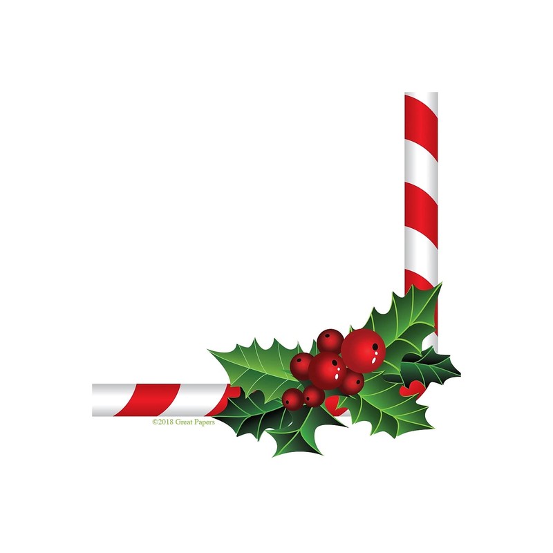 Great Papers! Candy Cane Holly Holiday Letterhead, 8.5" x 11",